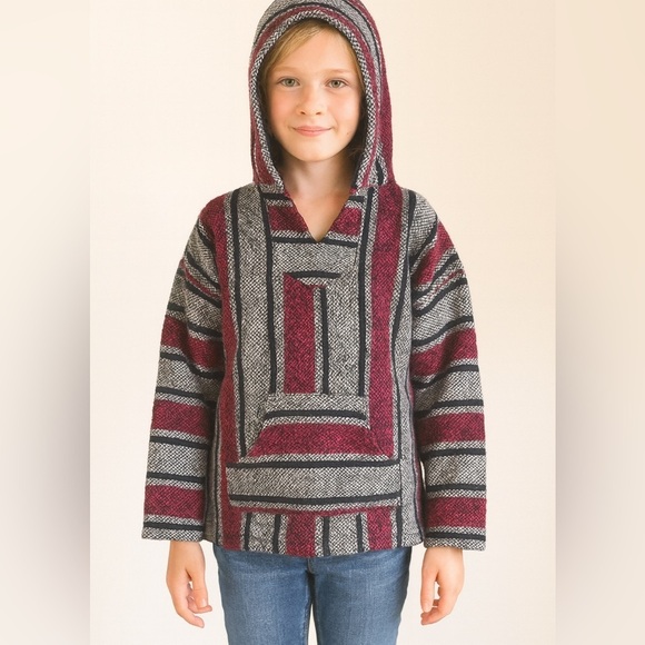 Kids Size Medium Grey and Pink Baja Sweatshirt - Picture 1 of 6